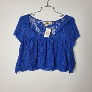 NWT Blue lace Crop top size small